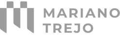 Logotipo de Mariano Trejo con diseño vectorial en color gris.
