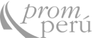 Logotipo de PromPerú con texto estilizado y un diseño gráfico curvo.