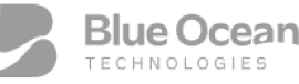 Logo de Blue Ocean Technologies con símbolo abstracto a la izquierda y texto a la derecha.