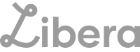 Logotipo de Libera en texto gris estilizado.
