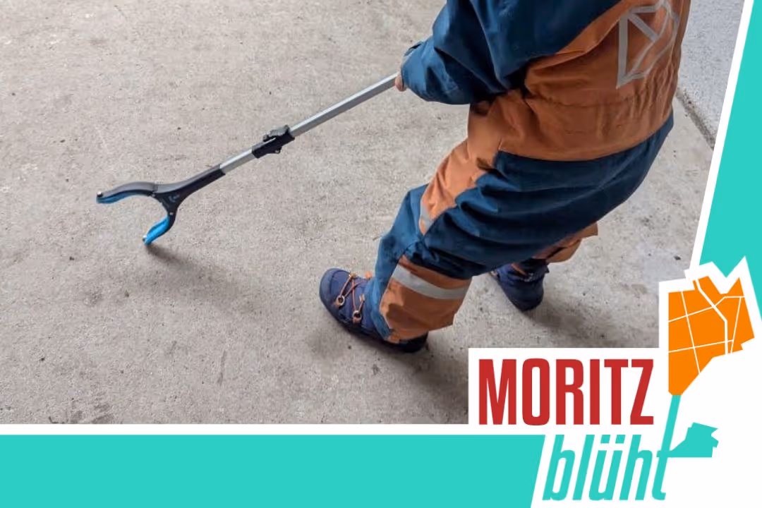 Symbolbild Neustadt putzt sich. Junge mit Greifzange