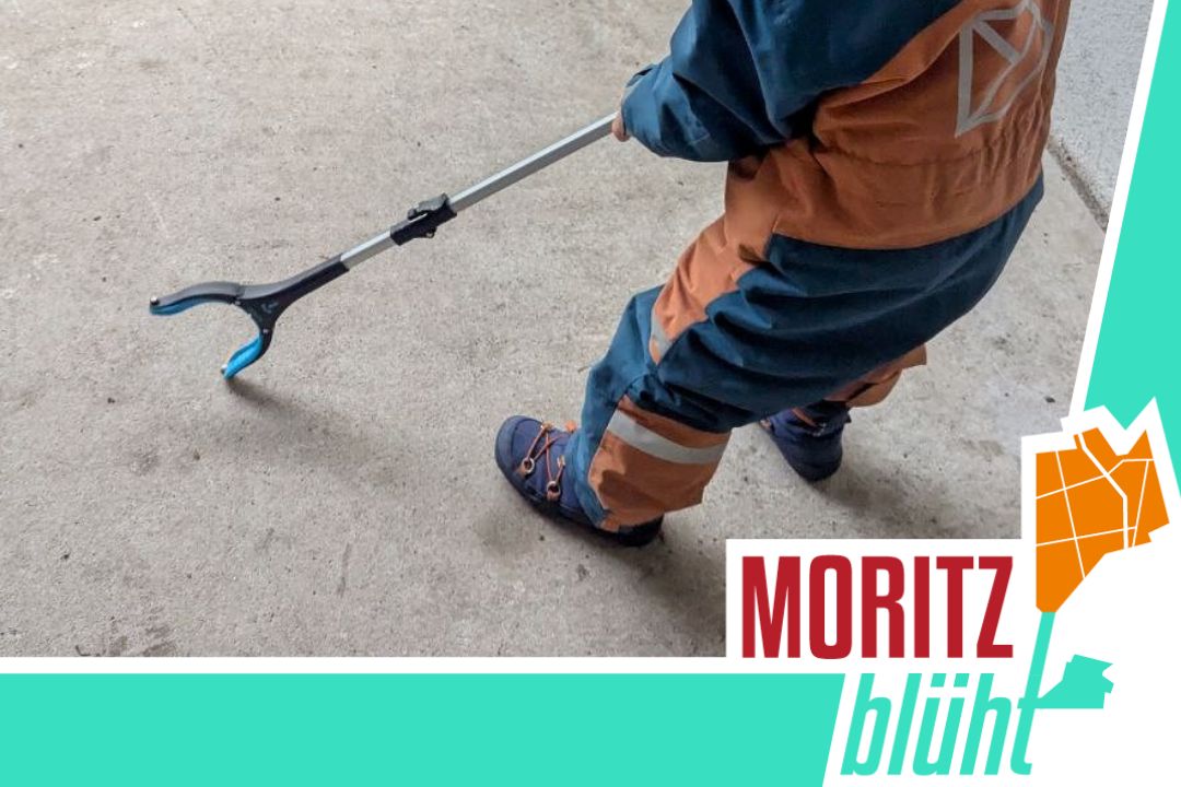 Symbolbild Neustadt putzt sich. Junge mit Greifzange