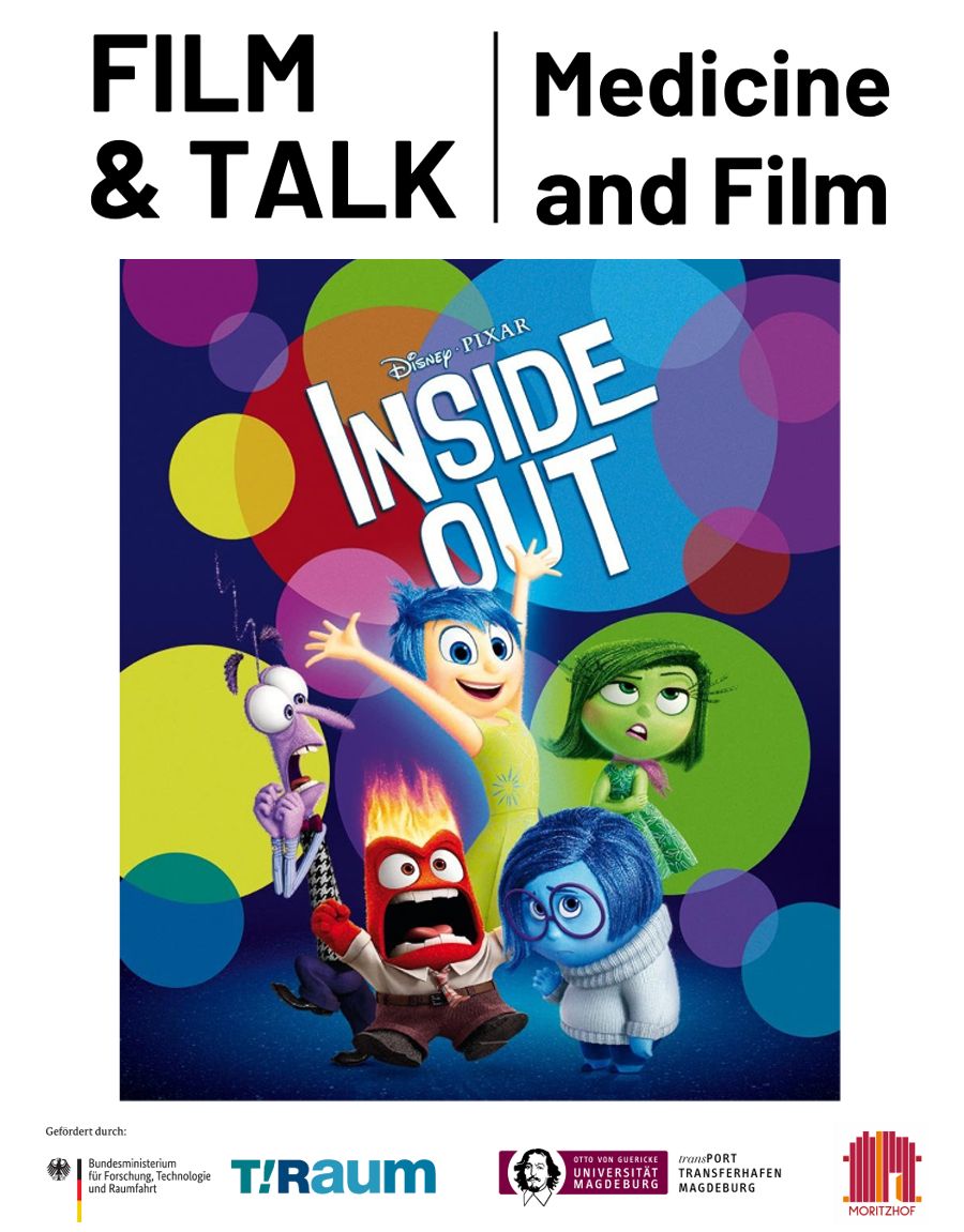 Einladungsposter Film&Talk, Medizin im Film, es ist das Kinoposter des Disneyfilms "Alles steht Kopf" zu sehen