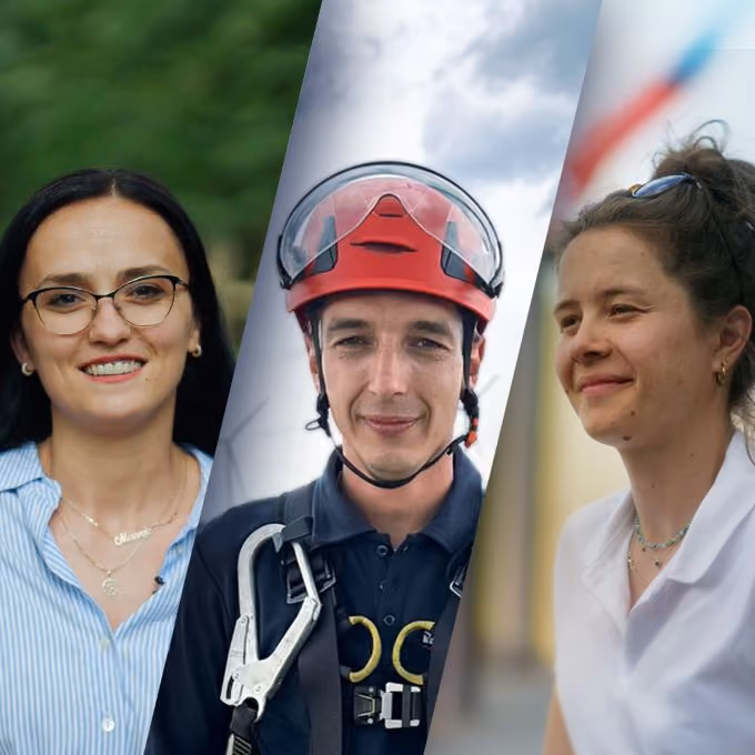 Zimmerin Johanna Wex, die Pflegkraft Mikela Toçka aus Dessau und der Windradtechniker Philipp Schmidt