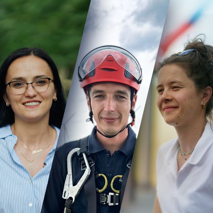 Zimmerin Johanna Wex, die Pflegkraft Mikela Toçka aus Dessau und der Windradtechniker Philipp Schmidt