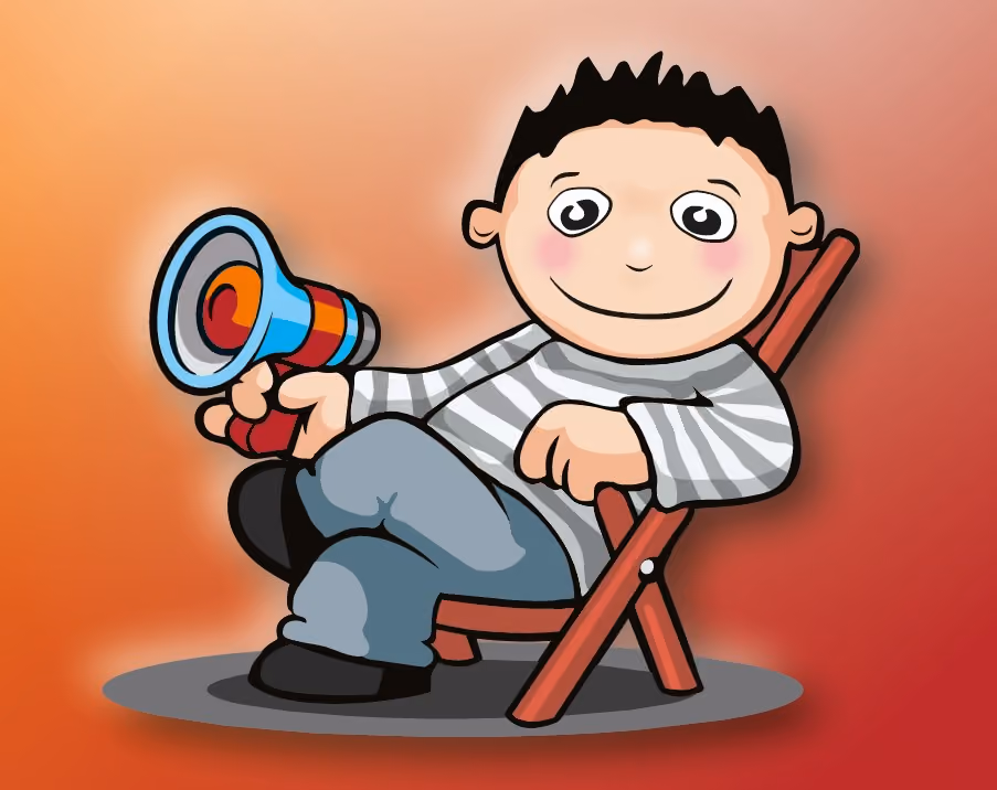 Maskottchen des KinderFilmFest MAX im Regiestuhl