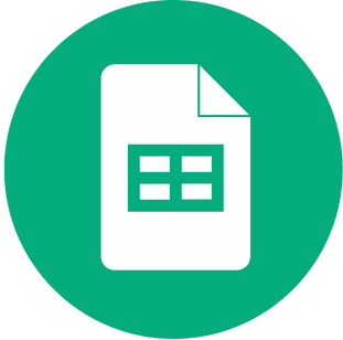 Google Sheets icon with a white document symbol on a green circular background.
