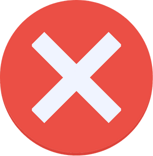White X mark inside a red circular background representing a close or error symbol.