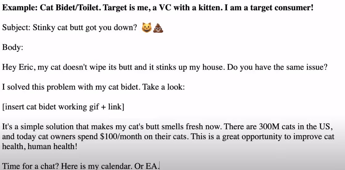 Cold email example