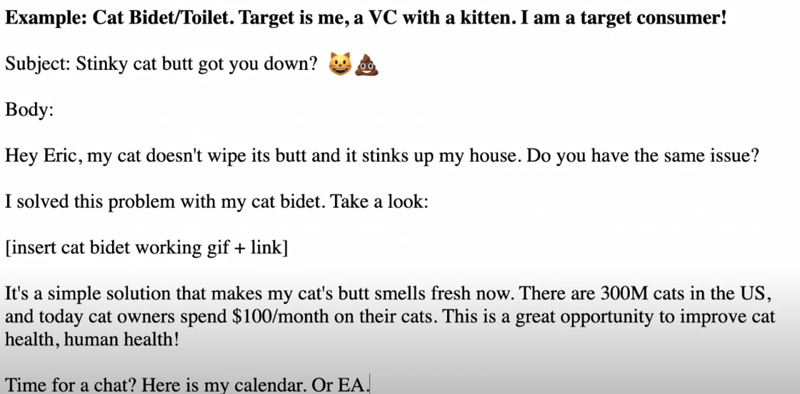 Cold email example