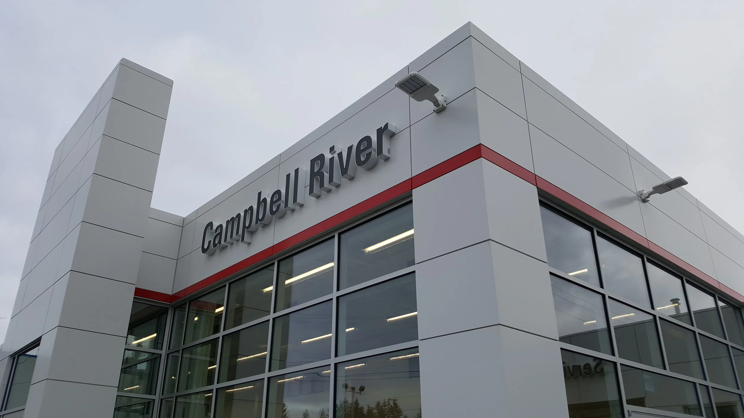 Roofing and sheet-metal services for the Strathcona Toyota dealership in Campbell River.