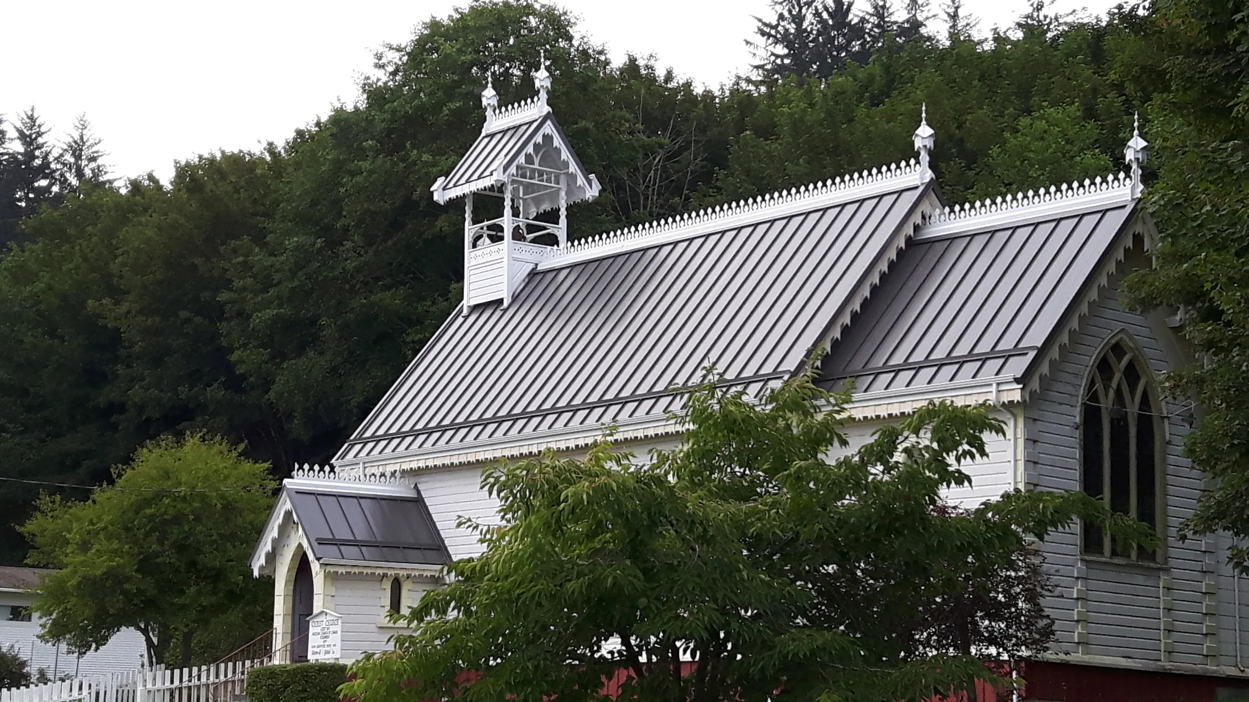 Roof and cladding installation for a church in Alert Bay.