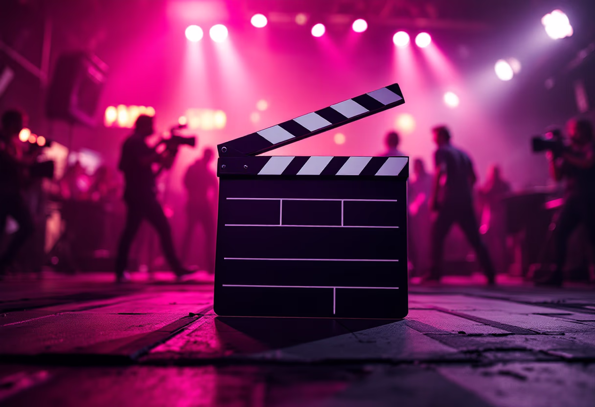 image of a clapboard on a film set