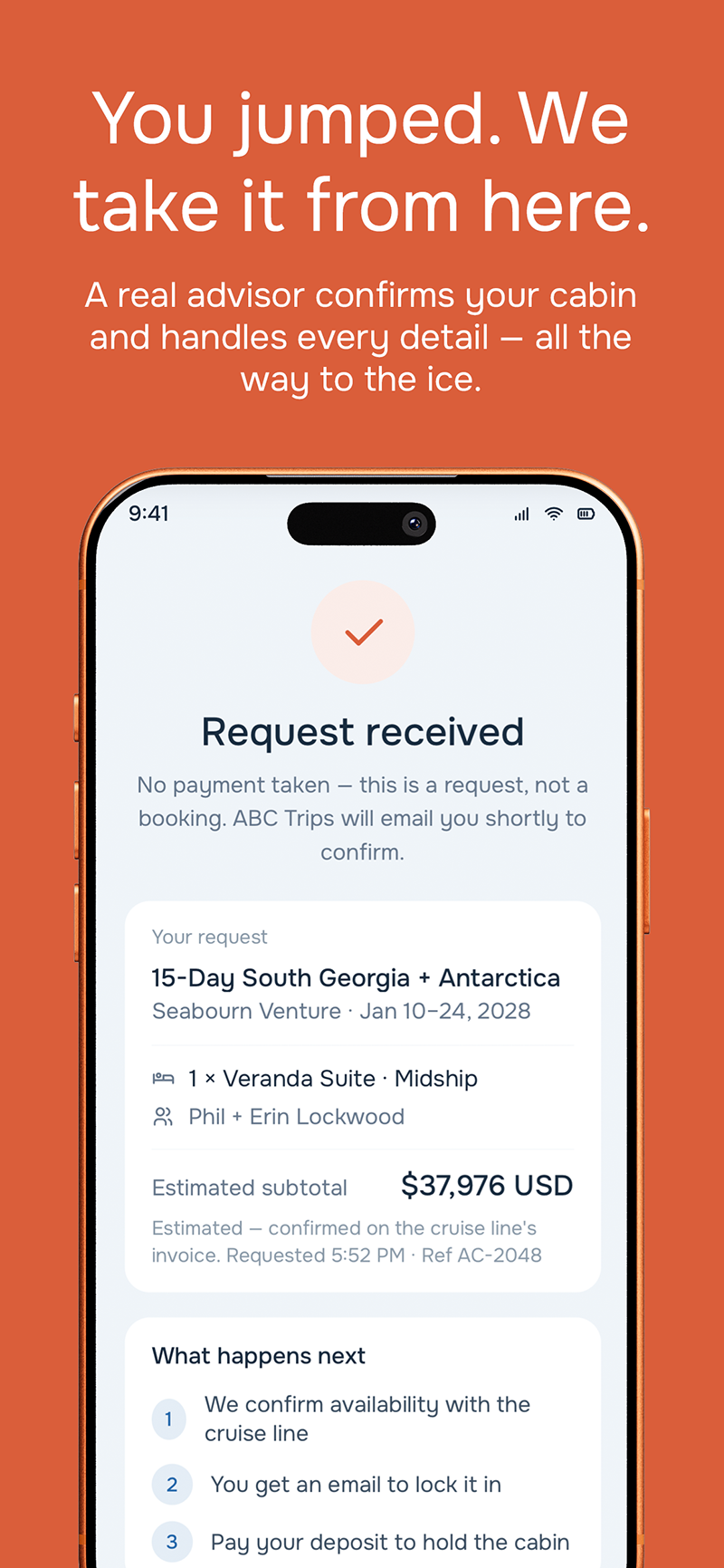 Antarctica Cruise Drop mobile app — slide 4