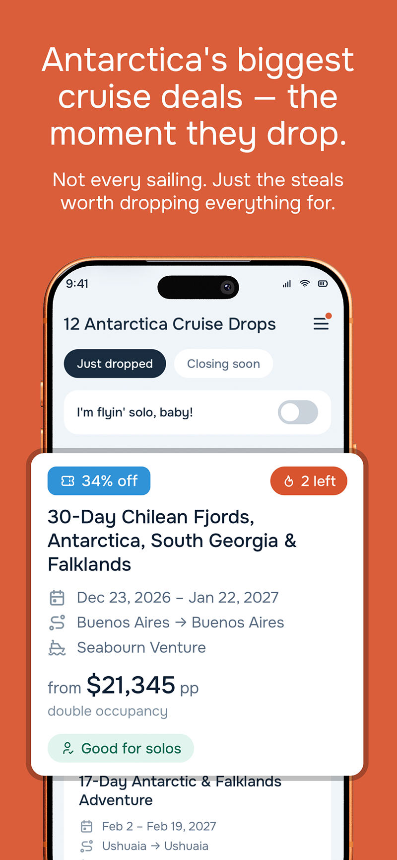 Antarctica Cruise Drop mobile app — slide 1