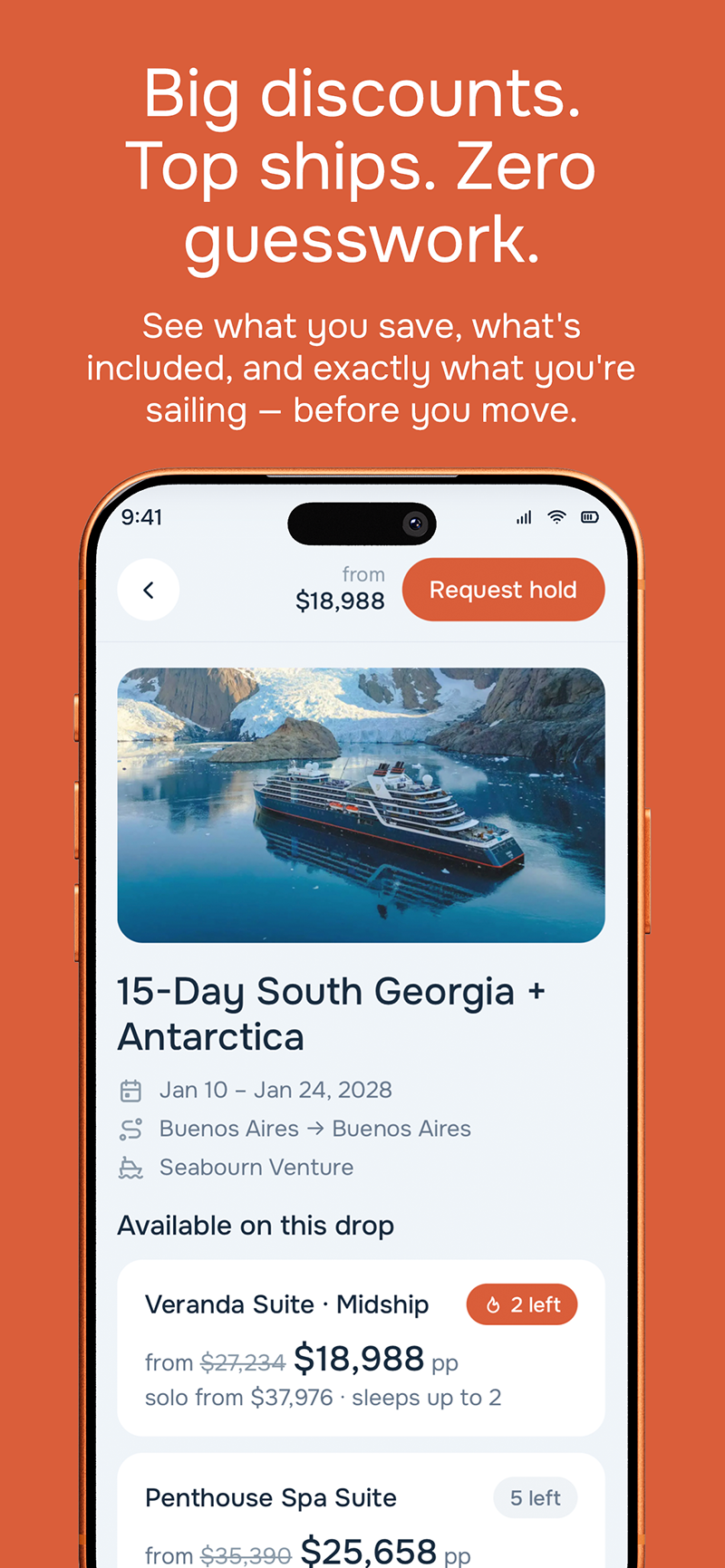 Antarctica Cruise Drop mobile app — slide 2