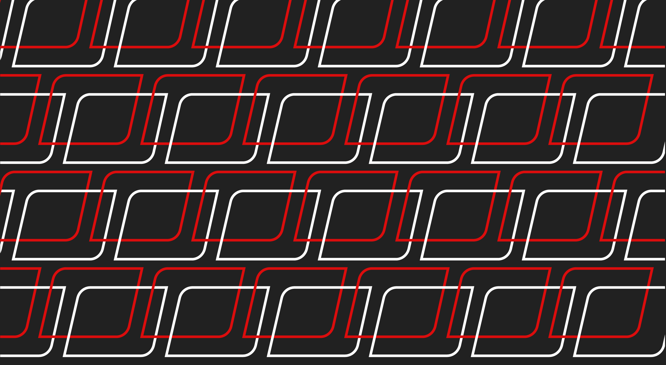 Pattern of overlapping rounded rectangles outlined in red and white on a dark gray background.