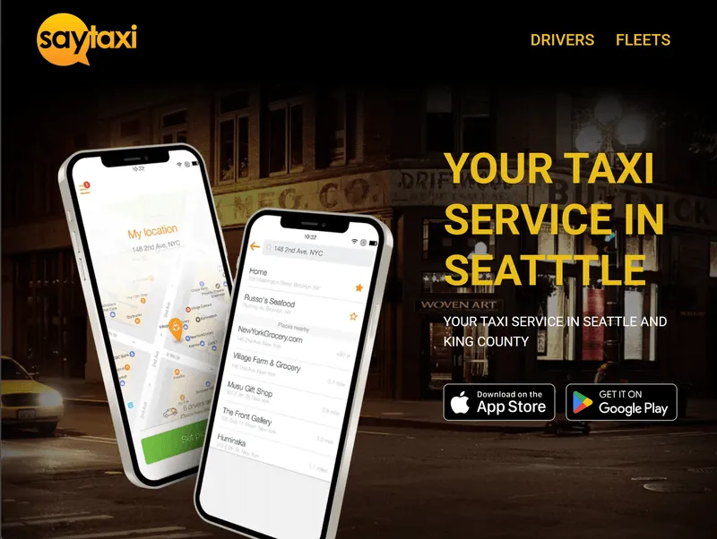image of the Saytaxi Seattle website