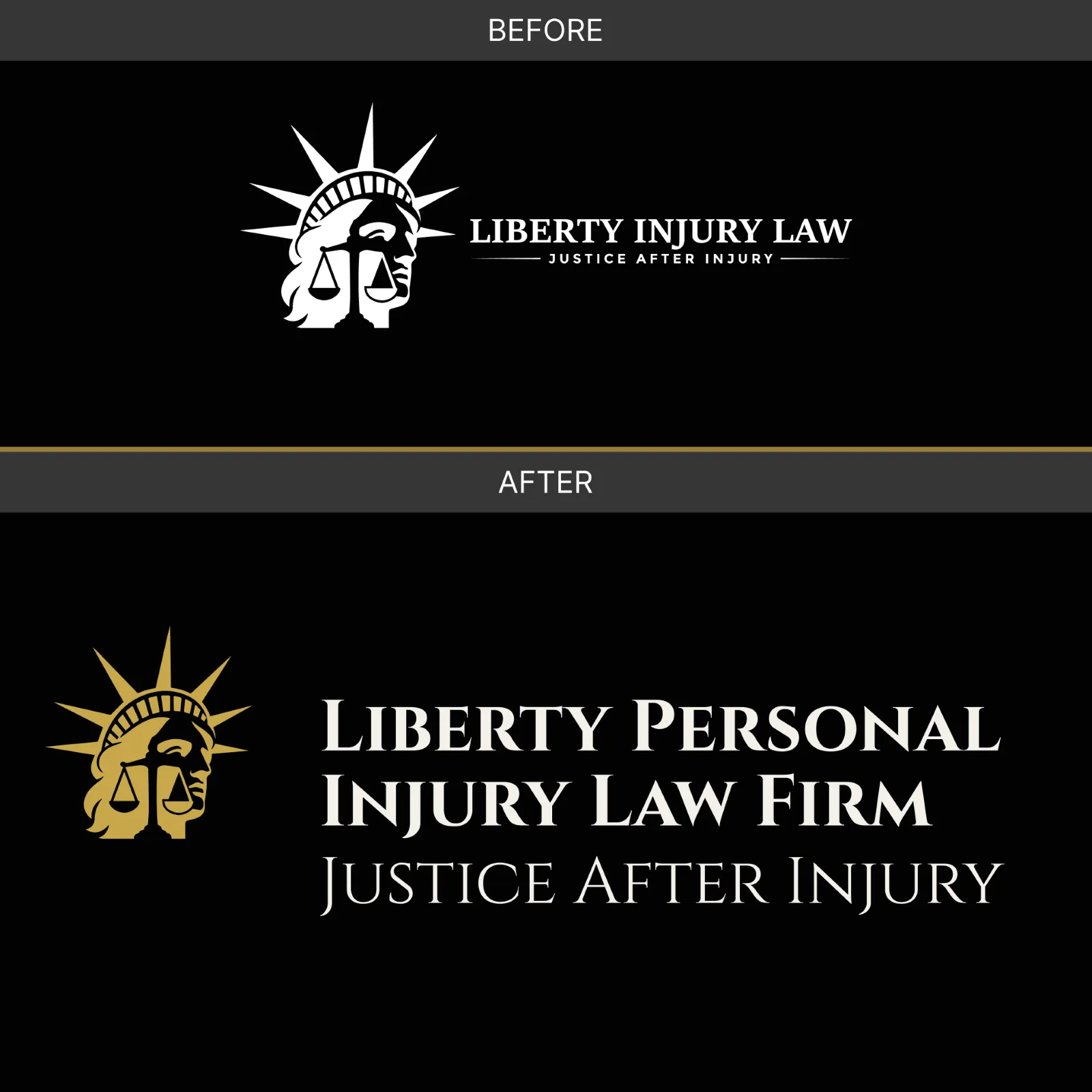 image of before and after of Liberty logo