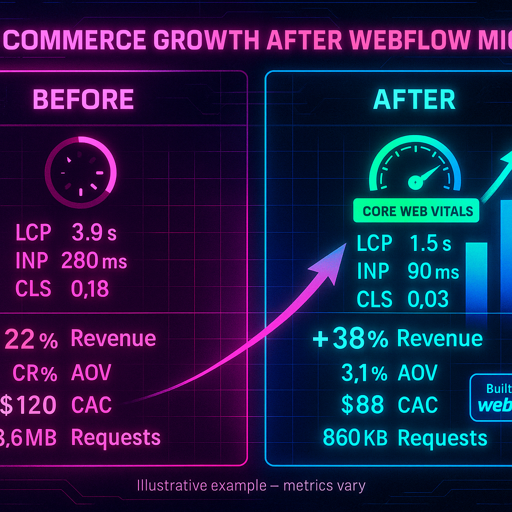 image of E-commerce business growth results after migrating to Webflow