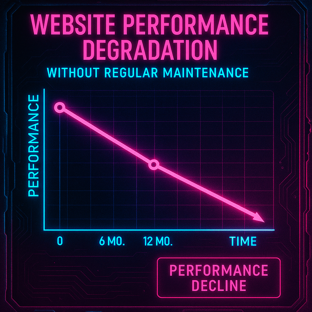 image of Website performance degradation timeline without regular maintenance