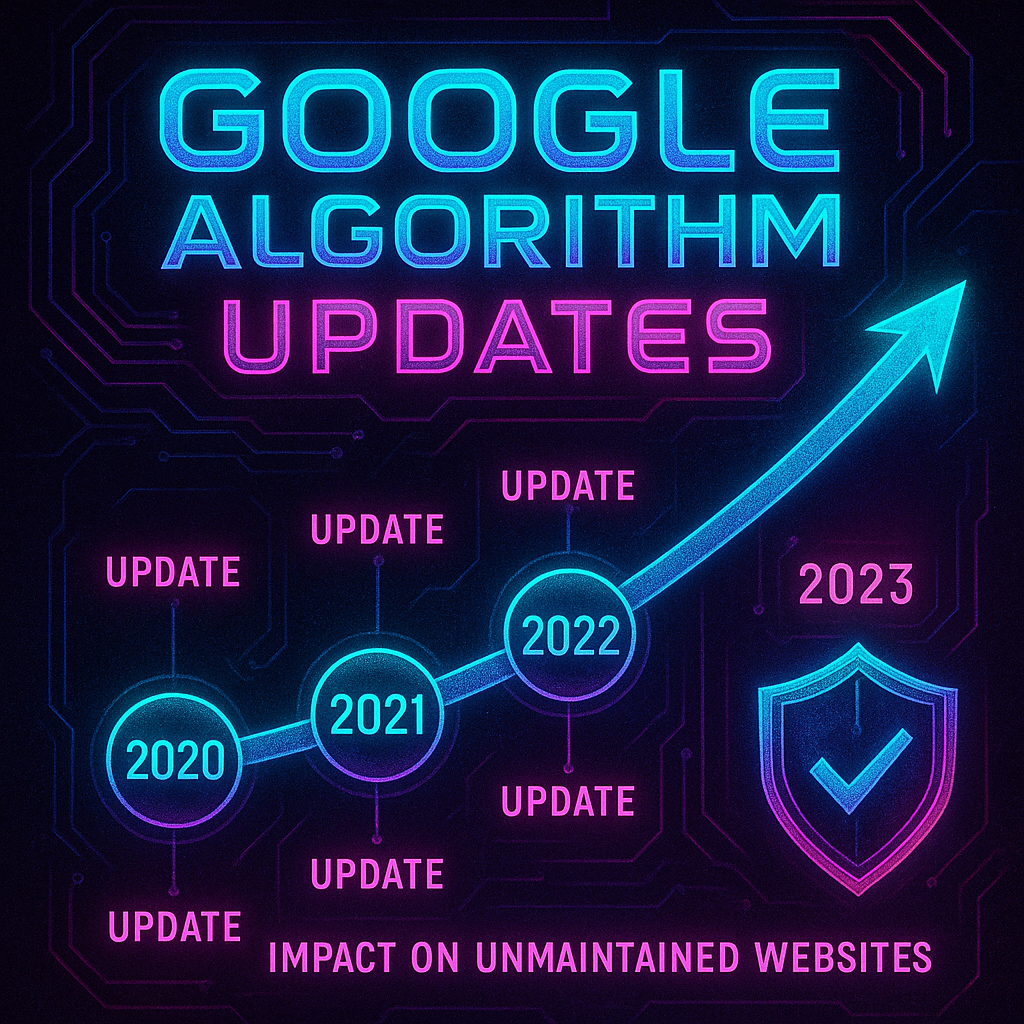 image of Google algorithm updates timeline and impact on unmaintained websites