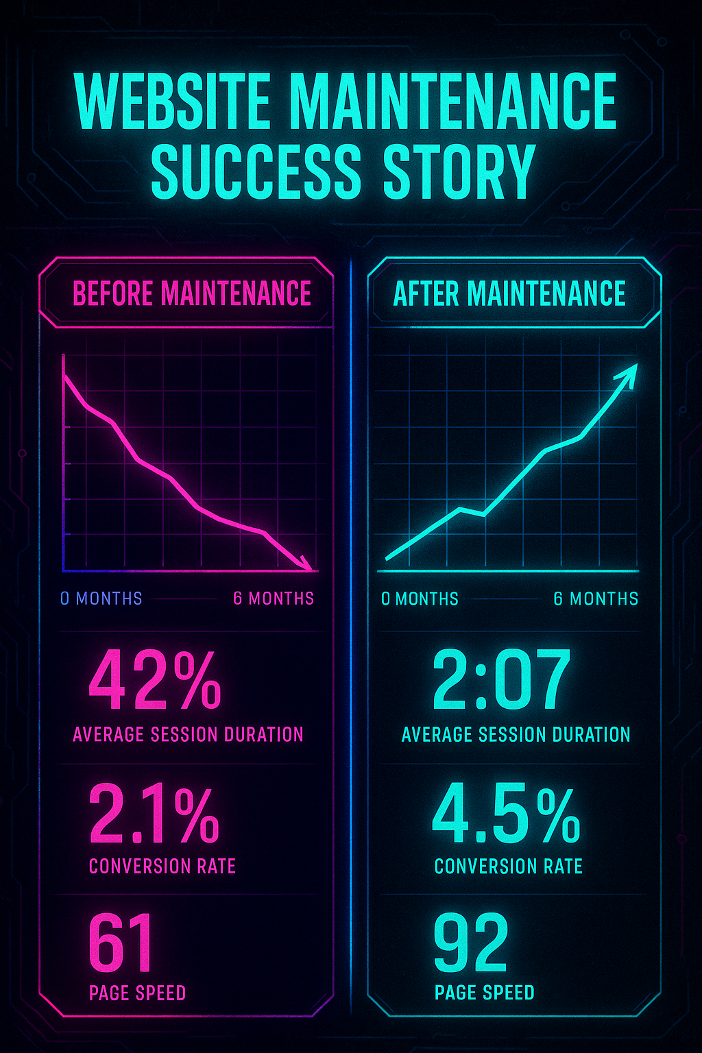 image of Website maintenance success story showing performance improvements over time
