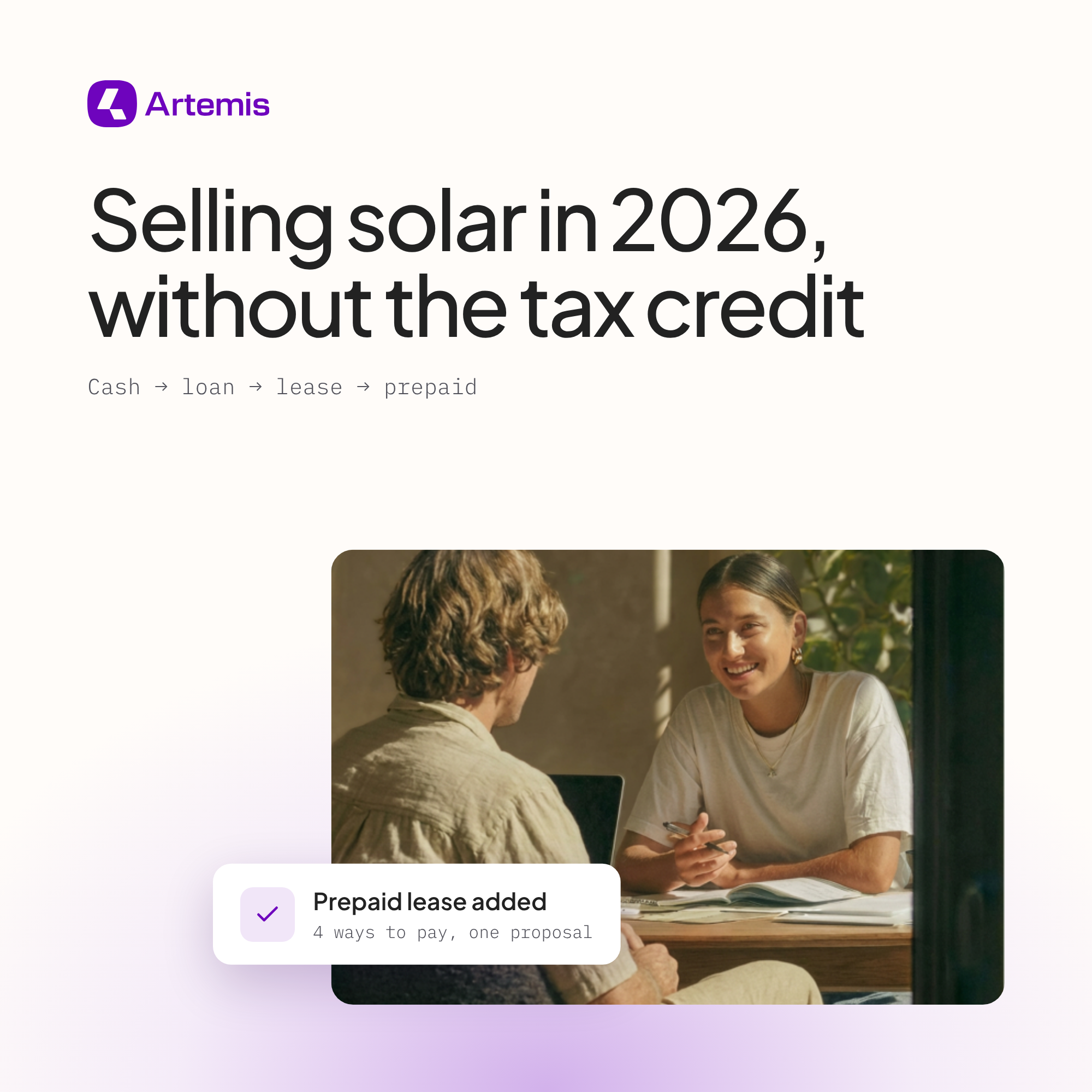 Solar sales rep reviewing cash, loan, lease and prepaid options with a homeowner