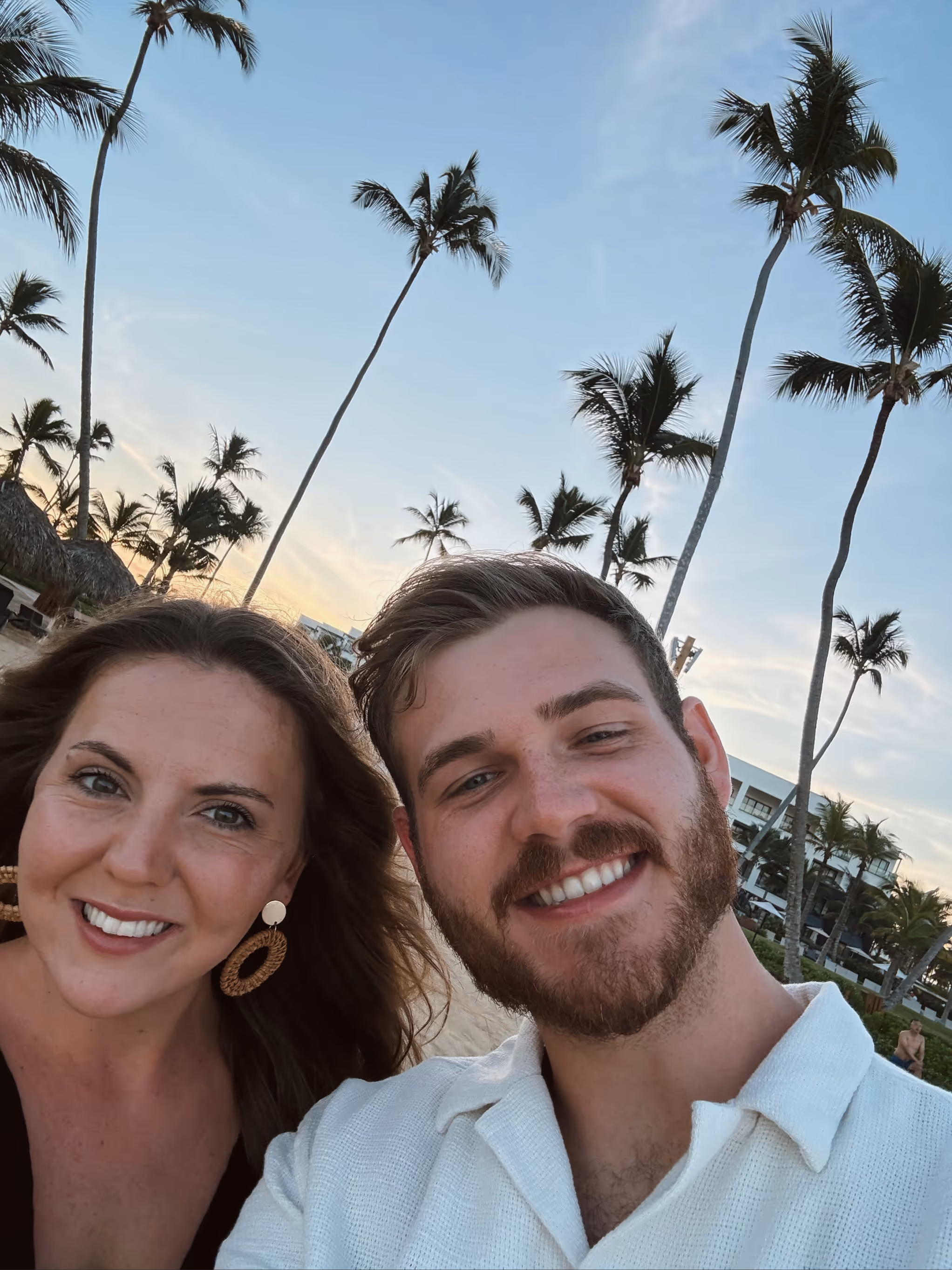 This is a photo of Jonathan Vance with his wife at the beach.