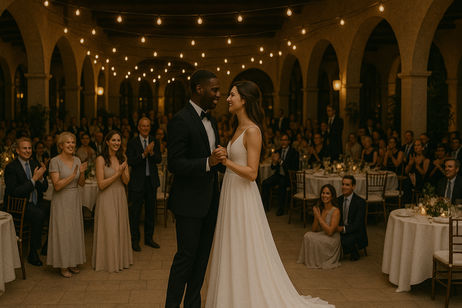 A couple in their first wedding dance