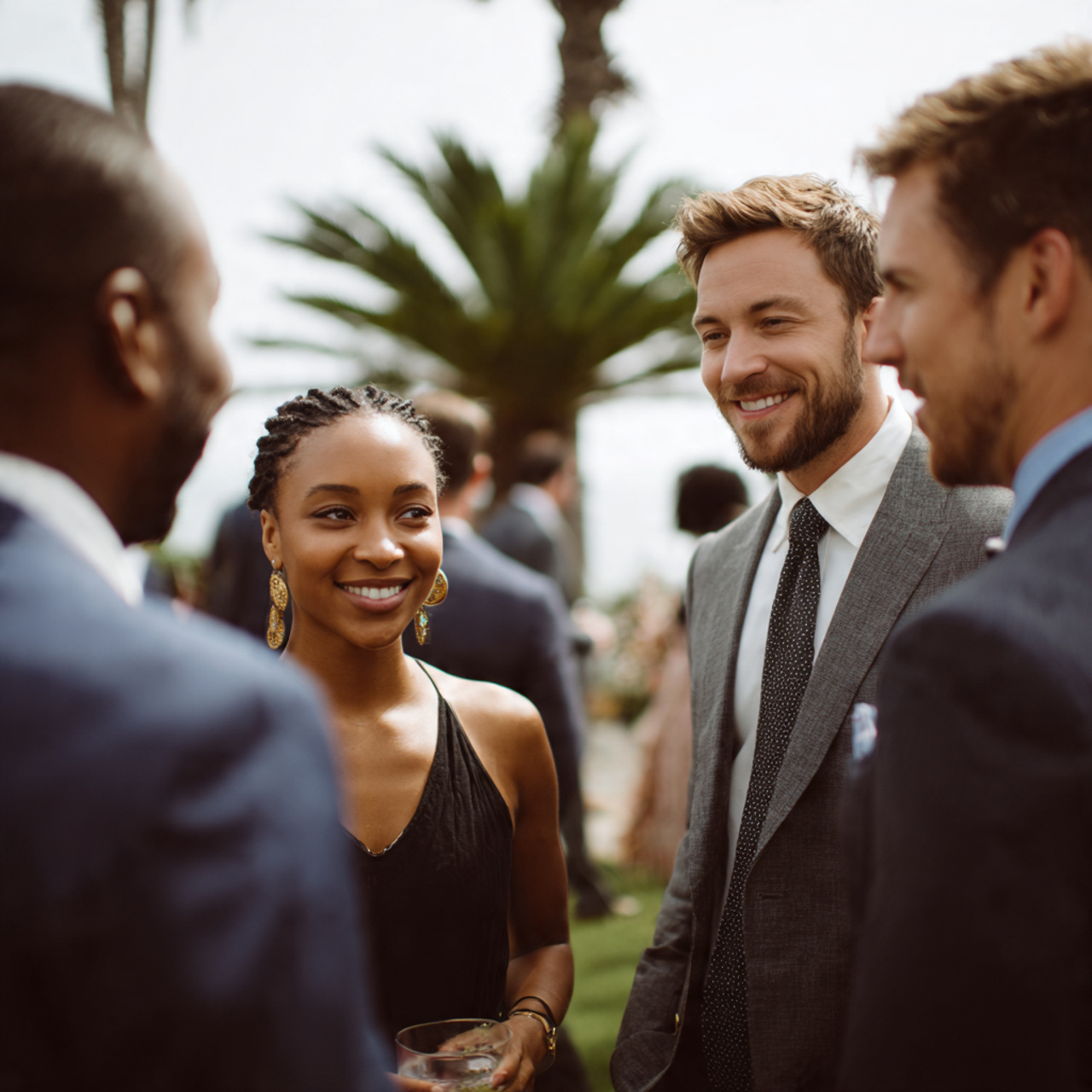 Well-dressed group of people talking