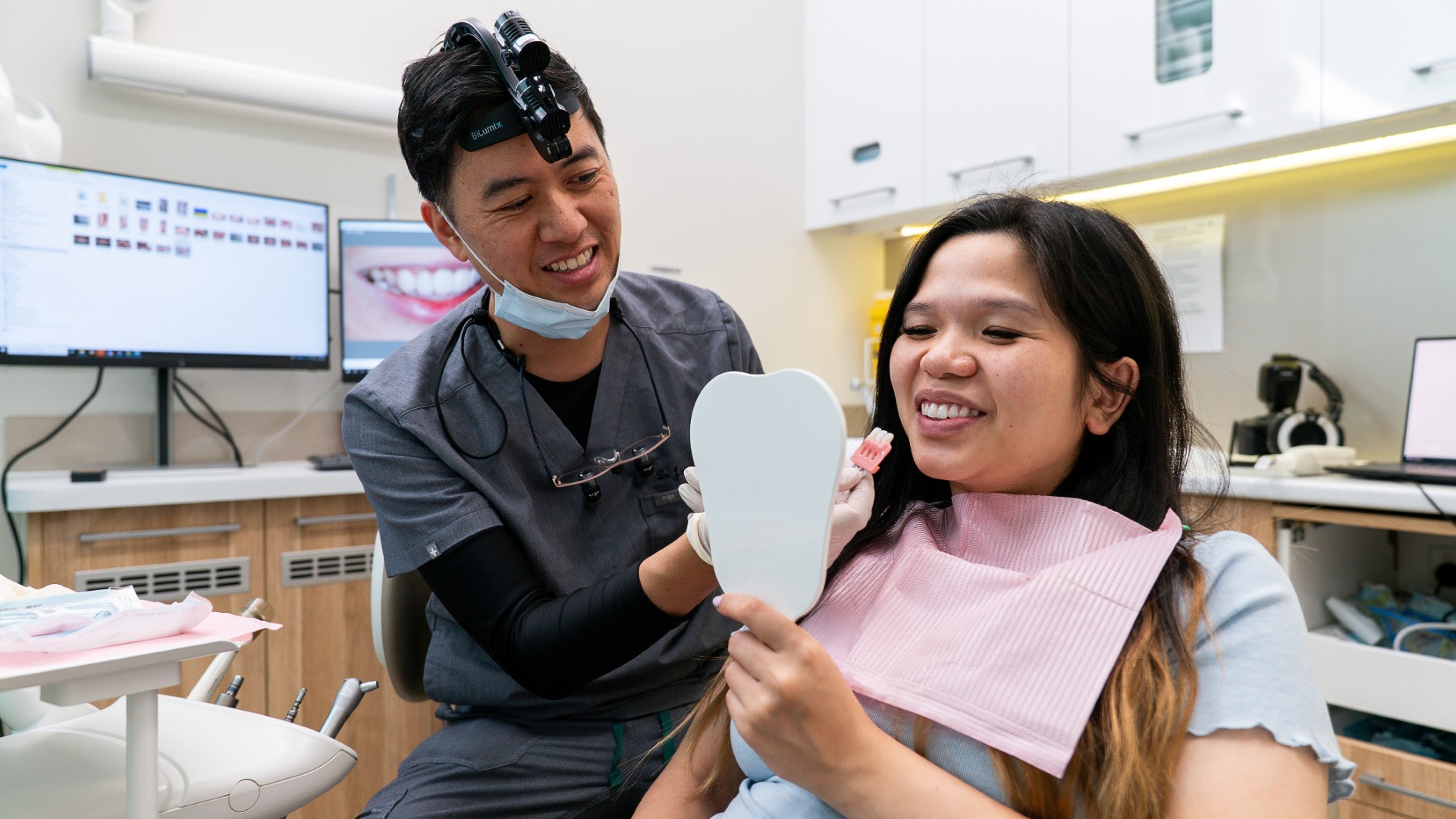 Dr James Tran with loupes ready for emergency dental treatment