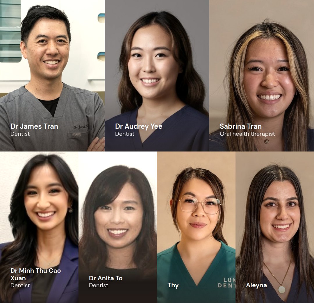 Headshots of the Lumi Dental dentists, oral health therapists and team