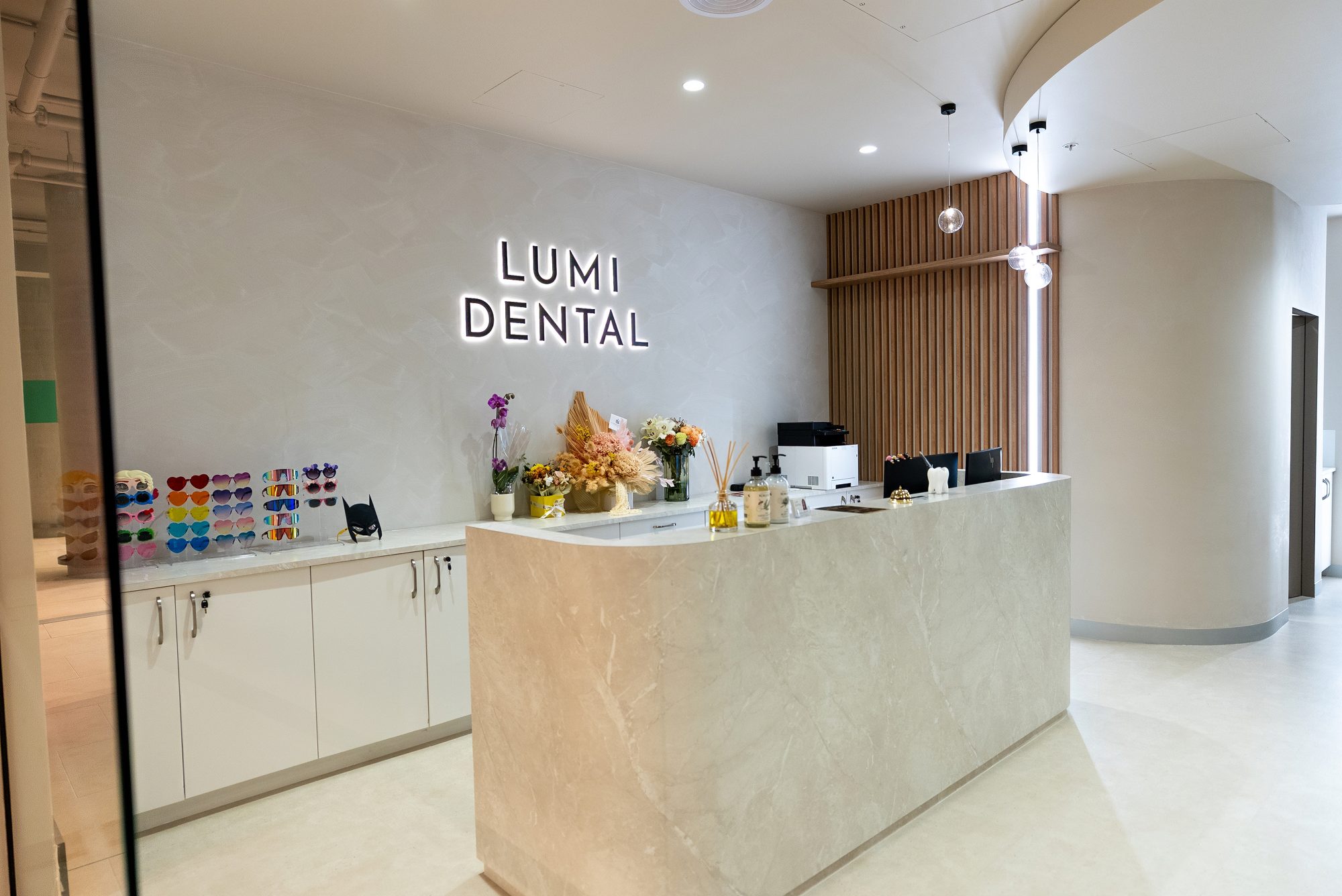 Reception area at Lumi Dental, Melrose Central