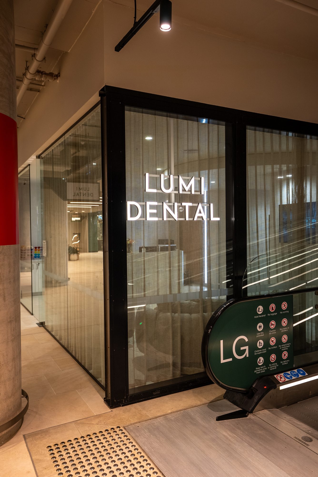 Lumi Dental shopfront on the lower ground floor of Melrose Central