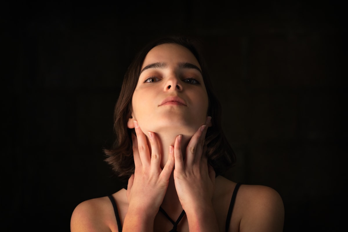 Side profile portrait showing jawline and mouth area