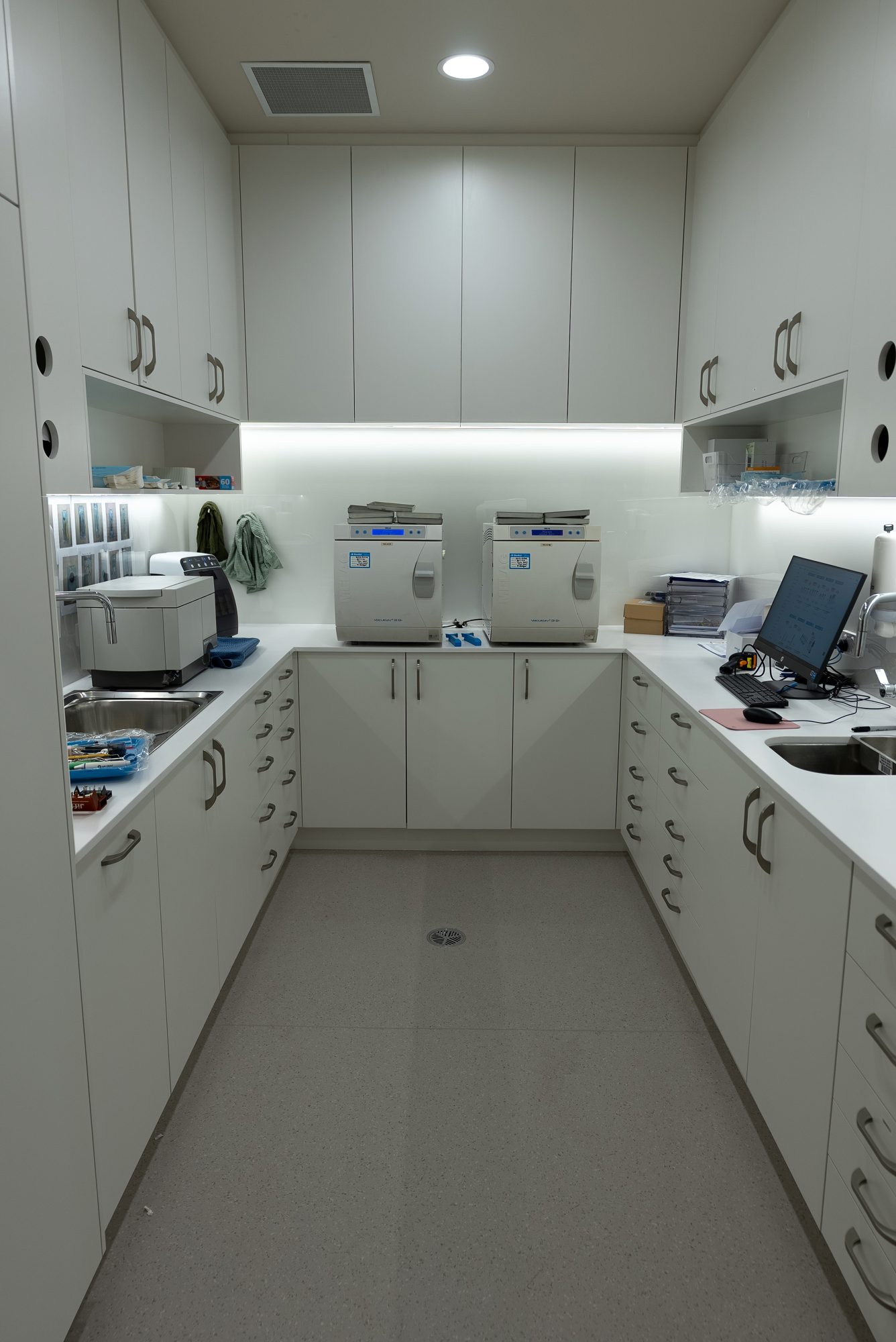 Sterilisation room at Lumi Dental with autoclaves, which some patients with dental anxiety like to see