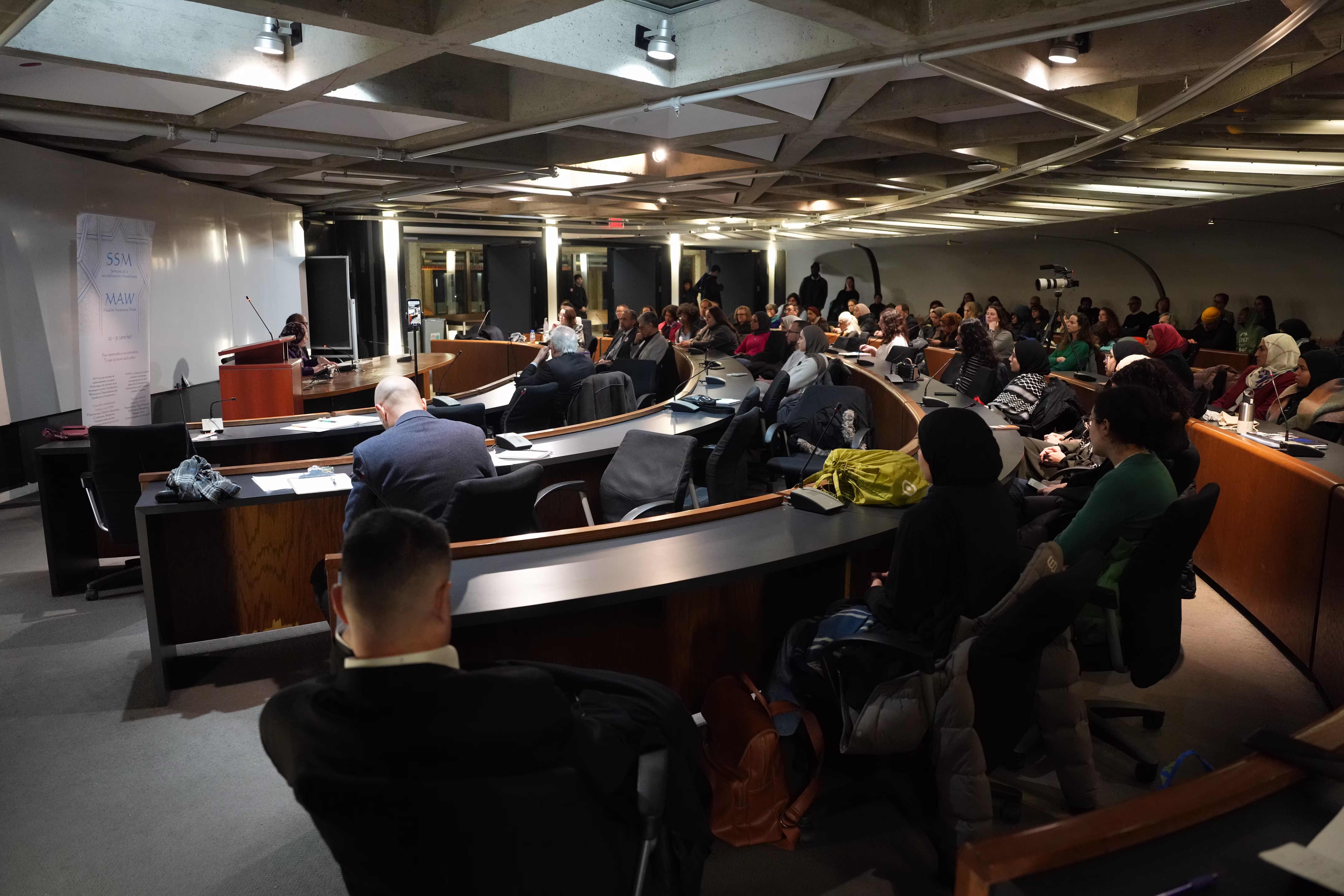 Audience at Muslim Awareness Week 2026 lecture on Islamophobia and mental health, McGill University Montréal