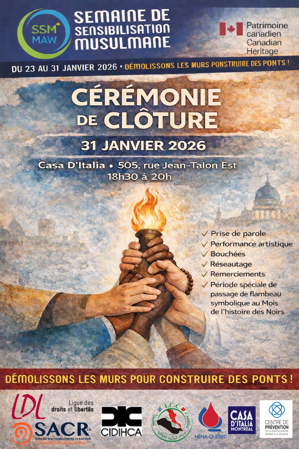 Cérémonie de clôture SSM-MAW 2026 affiche — closing ceremony poster Muslim Awareness Week