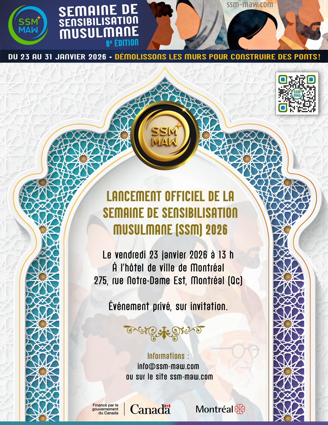 Affiche Lancement officiel SSM-MAW 2026 — official launch poster Muslim Awareness Week