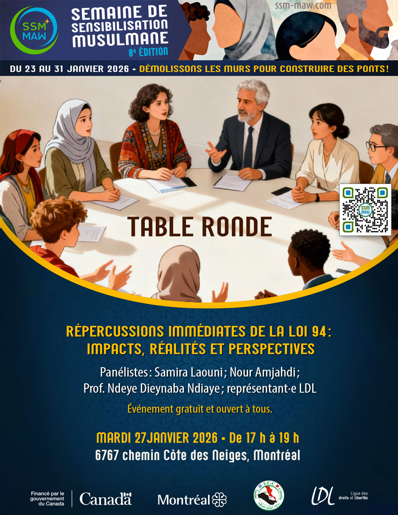 Affiche Table Ronde SSM-MAW 2026 — Bill 94 round table discussion poster