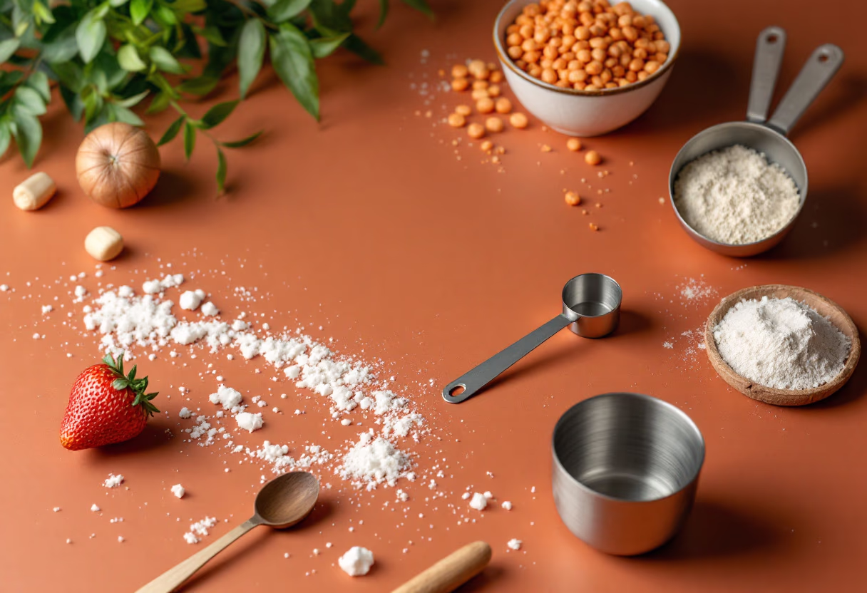 [background image] image of baking ingredients on a table (for a bakery)