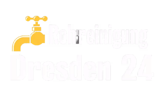 Yellow faucet icon next to white text reading 'Rohrreinigung Dresden 24' on a black background.