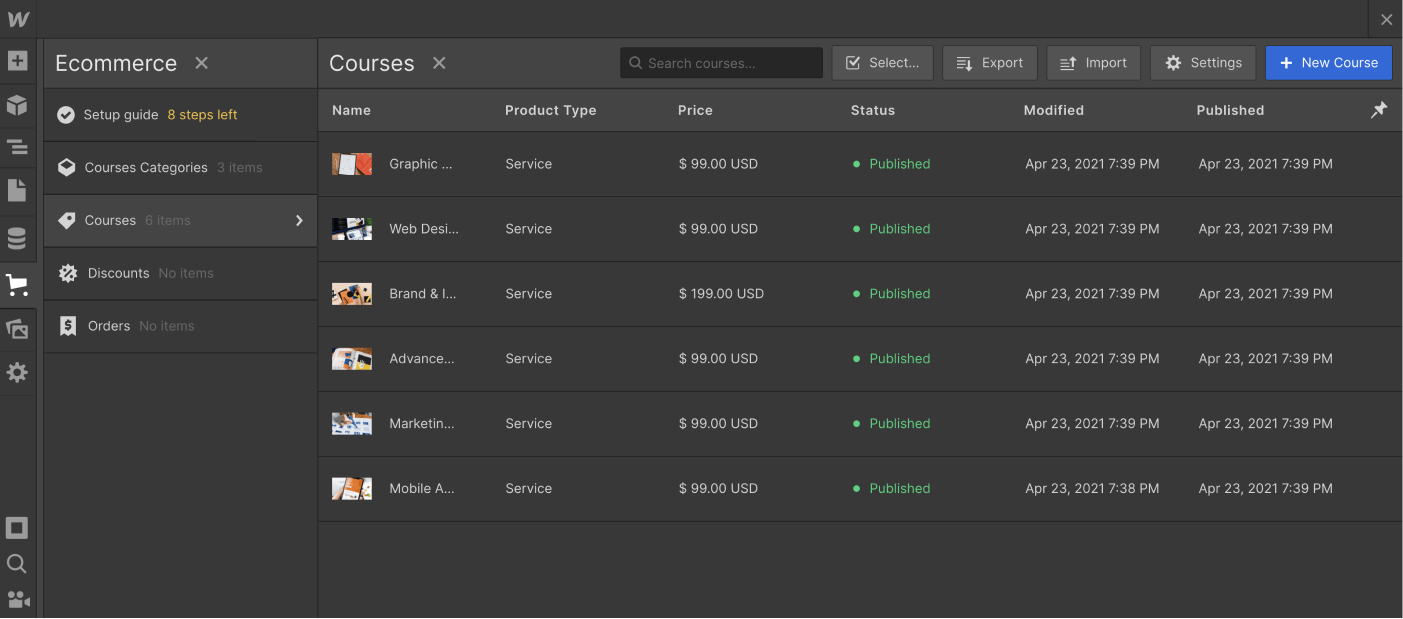 eCommerce Collection - Education X Webflow Template