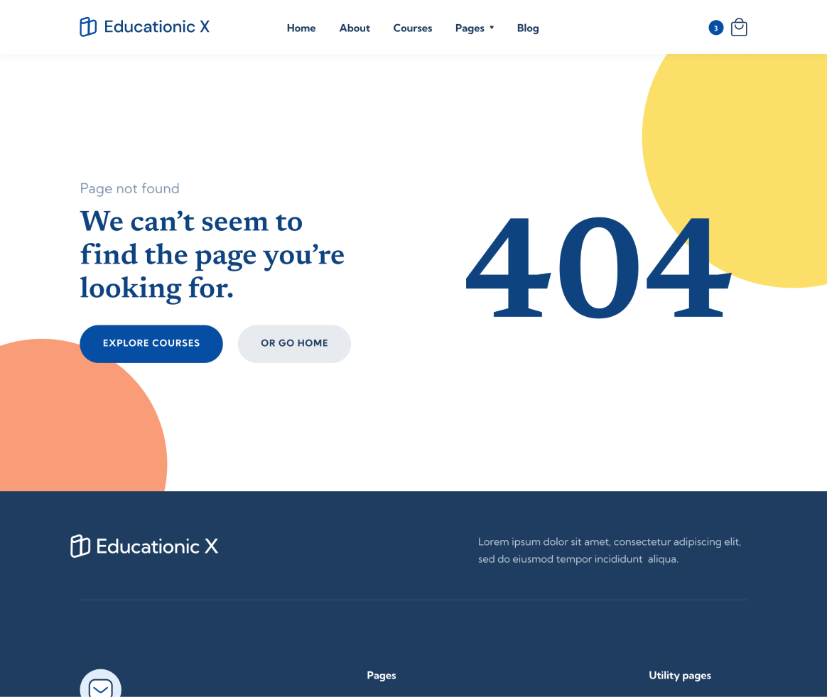Educationic X - 404 not found page - Education Webflow Template