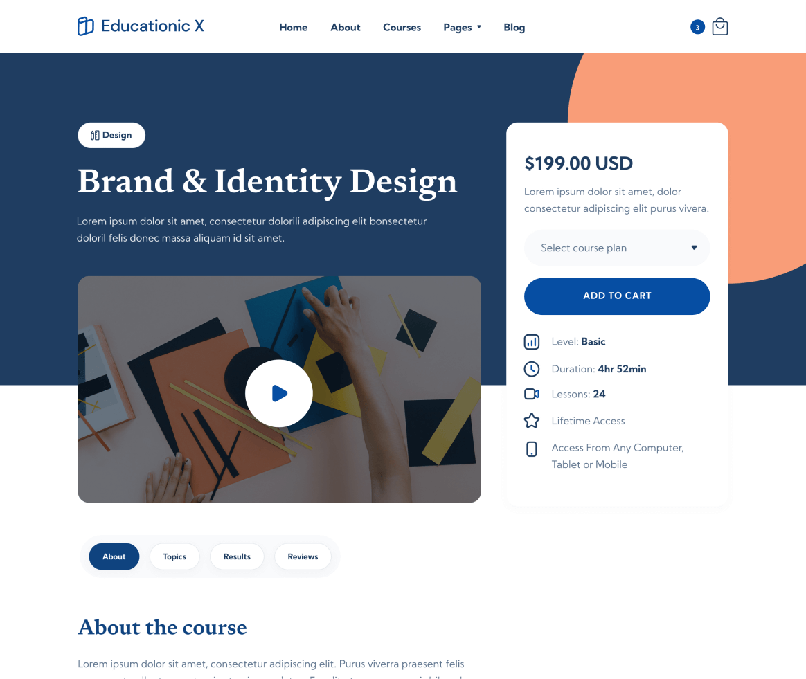 Educationic X - Courses Single page - Education Webflow Template