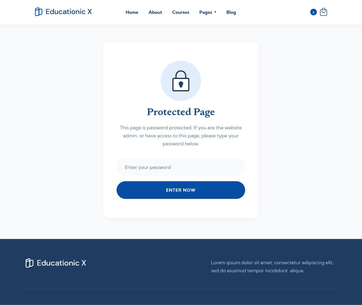 Educationic X - Password Protected page - Education Webflow Template
