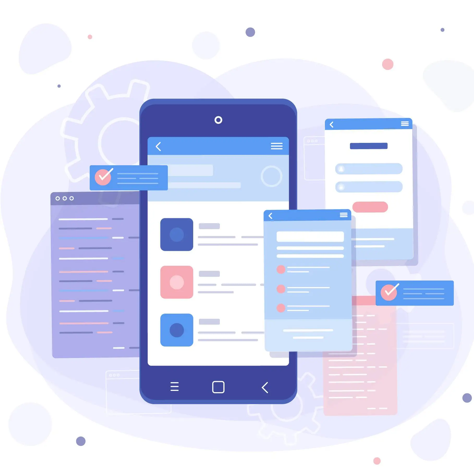 Illustration of a smartphone displaying a messaging app.