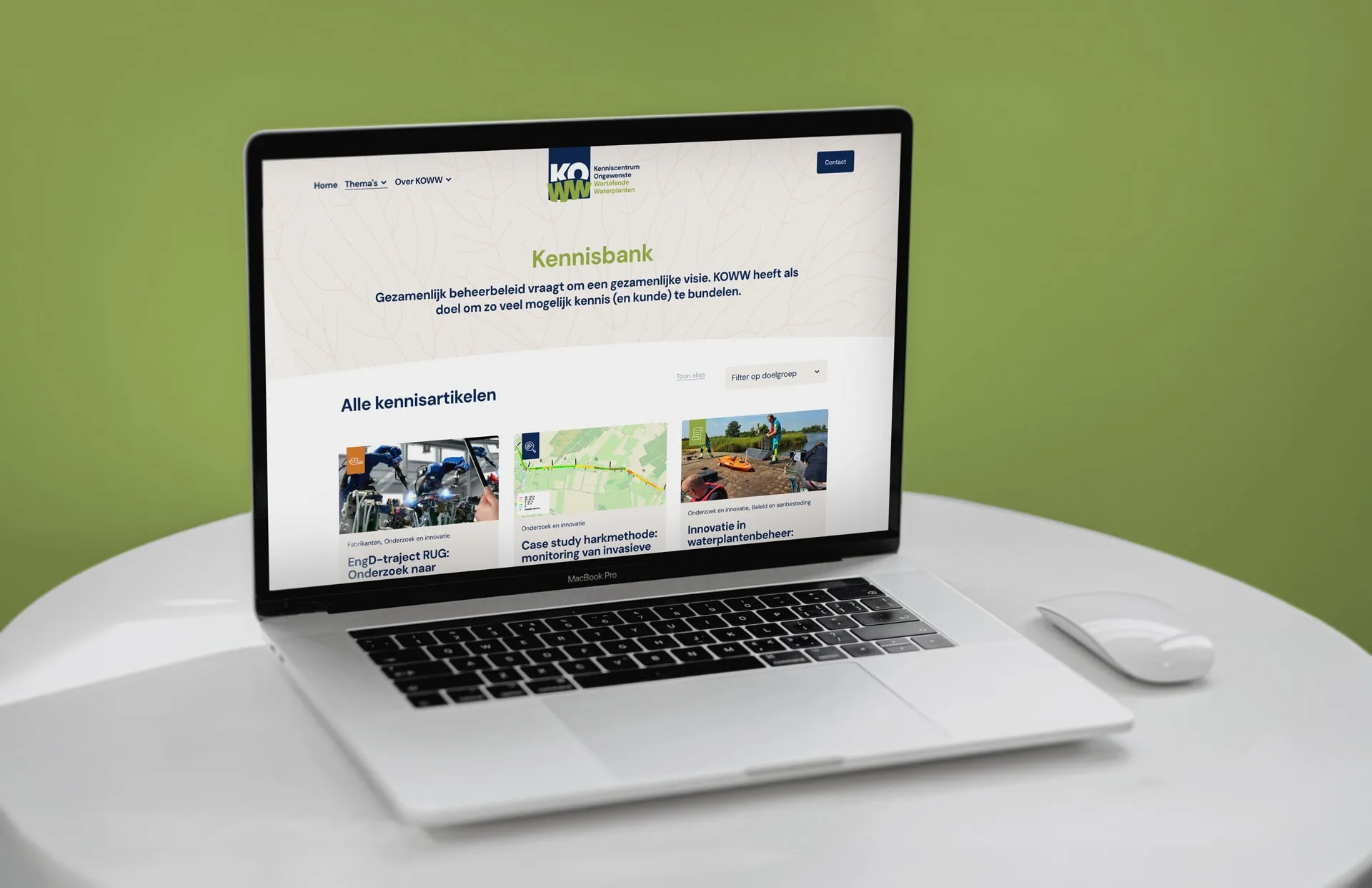 laptop met website koww