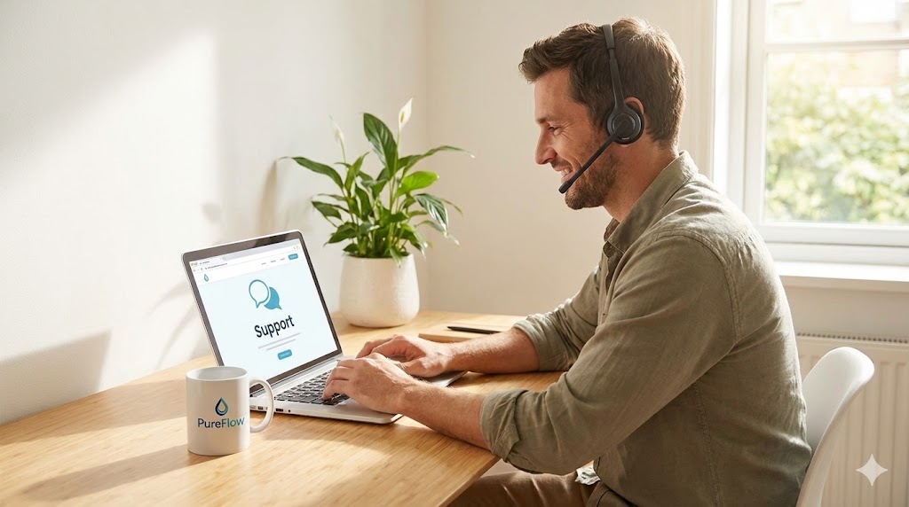image d'un homme avec un casque et un micro illustrant le service d'assistance technique